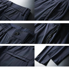 BROWON 2025 Male Trousers Summer New Nylon Solid Color Straight Mid Loose Full Length Smart Casual Pants Work Pants