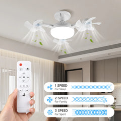 Led Ceiling Fan Lights for Living Room Remote Control Dimming 3 Colors Kitchen Lamp 3-Speed Drone Fan Lamps