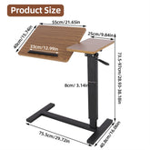 Bedside Laptop Desk with Hidden Wheels Rolling Sofa Side Table