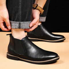 Men Shoes Chelsea Boots Retro Chelsea Ankle Boots Casual Flat Shoe Elastic Formal Business Dress Men Shoe 2025 New Spring Autumn
