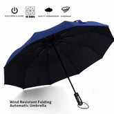 10 Ribs Portable Strong Frame Umbrella Strong Windproof Automatic Open Close Folding Umbrella Compact Travel for Men Women