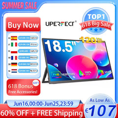 UPERFECT 18.5 Inch Computer Gaming Display Portable Monitor 120HZ IPS Laptop HDMI USB C External Screen With VESA Adjust Stand