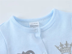 3 Pcs/lot Baby Boy Clothes Set 3M 6M 9M 100% Cotton Blue Crown Design Newborn Jumpsuit