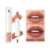 QIBEST 2 in 1 Long-lasting Matte Lipstick Sexy Red Lipstic Velvet Lipgloss Women Waterproof Nude Lip Tint Girl Fashion Makeup