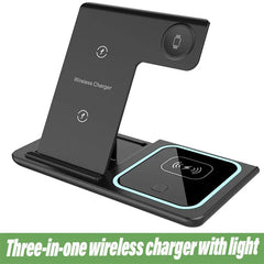 3 in 1 Wireless Charging Station Travel Charging Pad for iPhone 12~15 iWatch and Airpods 15W Fast Charger Foldable