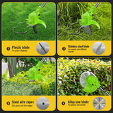 21V Cordless Strimmer, Telescopic Lightweight Grass Trimmer with 5xMetal Blades & 10xPlastic Blades, 2 x 2000mAh Batteries