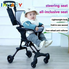 IMBABY Baby Stroller Portable Folding Travel Cart Suitable All Seasons With Two-Way Seat Safety For Newborns And Safety