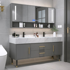 Marble Countertop Bathroom Vanity Set with Smart Mirror & Solid Wood Cabinet – X.H.S.H Modern Style (Model XH08)