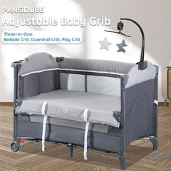 PANGDUBE Multifunctional Baby Crib 0 to 3 Years Old Newborn Baby Bed 104*76cm Cribs with Changing Table,Playpen,Co-sleeping Bed