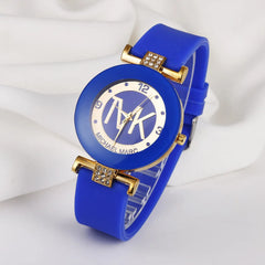 Women Fashion Quartz Watch Light Luxury Diamond Silicone Band College Girl Watches Clock