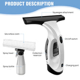 Cordless Window Vac Cleaner Rechargeable 28cm Squeegee Element & 150ml Water Tank, Window Washer with 200ml Spray Bottle