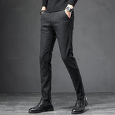 Men Business Dress Pants Elastic Waist Frosted Fabric Casual Trousers Formal Social Suit Pant Costume Homme