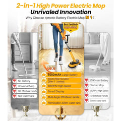 6000mAh Electric Mop M1 – 800RPM Cordless Power Scrubber & Spin Mop