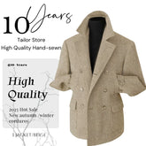 Men's Vintage Herringbone Tweed Blazer British Wool Blend Double Breasted Lightweight Casual Sport Coat Formal Jacket