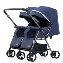 Lightweight Portable 4-in-1 Twin Baby Elevator Stroller Double Shock Absorber Foldable Trolley with Plastic Frame Kids' Two-Way