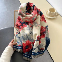 Luxury Winter Cashmere Scarf Women 2024 Design Warm Pashmina Blanket Poncho Scarves Female Shawl Wraps Thick Foulard Bufanda