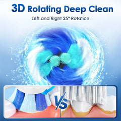 NEW Smart Round Rotating Electric Toothbrush for Adults 5 Cleaning Mode USB Rechargeable with 4 Replacement Heads Timed reminder