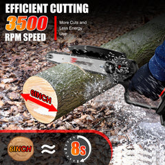 Feytory 6" Chainsaw with 2 Batteries, Cordless Electric Chainsaw with 21V, 2 Chains for Wood Cutting Tree Trimming Gardening, Re