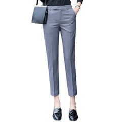 Black Gray Suit Pants Woman High Waist Pants Office Formal Work Trousers Female Elegant Casual Straight Pants