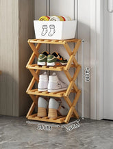 Bamboo Shoe Rack, Foldable Space Saving Shelves for Home and Bedroom - Interior Entry Storage Free Footed Shoe Narrow Shelf