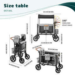 Baby strollers, foldable and portable, detachable sunshade, camping cart that can seat four children, Travel in autumn