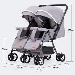 Portable Twin Baby Stroller Multifunctional Twin Baby Stroller Adjustable Backrest Detachable Two-way Baby Stroller Foldable