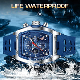 Men Luxury Silicone Sport Square Chronograph Watch Fashion Business Waterproof Quartz Wristwatch