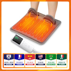 Electric Foot Heating Pad Portable Winter Soft Plush Washable Foot Warmer 4 Timer Heater Foot Warming Mat for Home Office