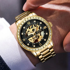 Men's fully automatic mechanical watch, luxury sports stainless steel hollow mechanical, you men's watch, fashionable clock