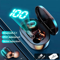 Wireless Headphones Bluetooth Earphone Music Sport Headset Waterproof Mic Led Display Earphone for All Smartphone
