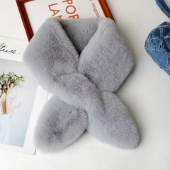 Winter New Fox Hair Scarf For Women Imitation Fur Collar Winter Versatile Thickened Warm Scarf Short Woolen Cross Neckerchief