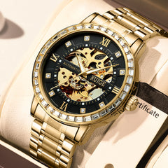 Men's fully automatic mechanical watch, luxury sports stainless steel hollow mechanical, you men's watch, fashionable clock