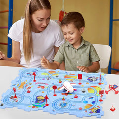 Puzzle Racer Kids Car Track Set Plastic Floor Puzzles for 3 4 5 6 Year Old Boys Montessori Toys Brain Toys 2024 NEW