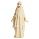 2Pcs Ramadan Muslim Kids Hijab Dress Abaya Set Islam Eid Prayer Arab Girls Khimar Headscarf Niqab Robe Clothing Middle East 2-8Y