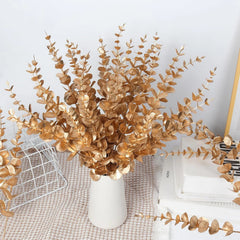 20/40pcs Artificial Plants Eucalyptus Leaves Faux Boughs Wedding Bridal Bouquet Home Vase Halloween Day of the Dead Gift Decora