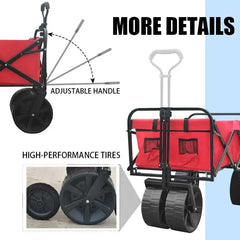 4 Wheels Portablefolding Beach Wagon 80KG Big Wheel Camping Folding Wagon Stroller Truck