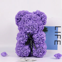 Immortal Rose Bear, Creative Simulation Flower, Mother‘s Day,’Wedding, Valentine's Day Gift, New Year Gift for Girlfriend, 18cm