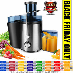 Juicer Machines Centrifugal Juicer Extractor Max Power 1000W, Wide Mouth Feed Chute for Fruit and Vegetables, 400W Motor