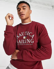 Mens Sweatshirt Nautica Brand Mens Sweatshirt Maroon Colour