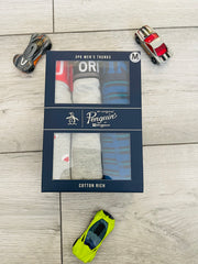 Original Penguin Mens 3X Pack Boxer Stretch Cotton Trunks Rich Underwear Gift Assorted Colours Uk Size S-XL