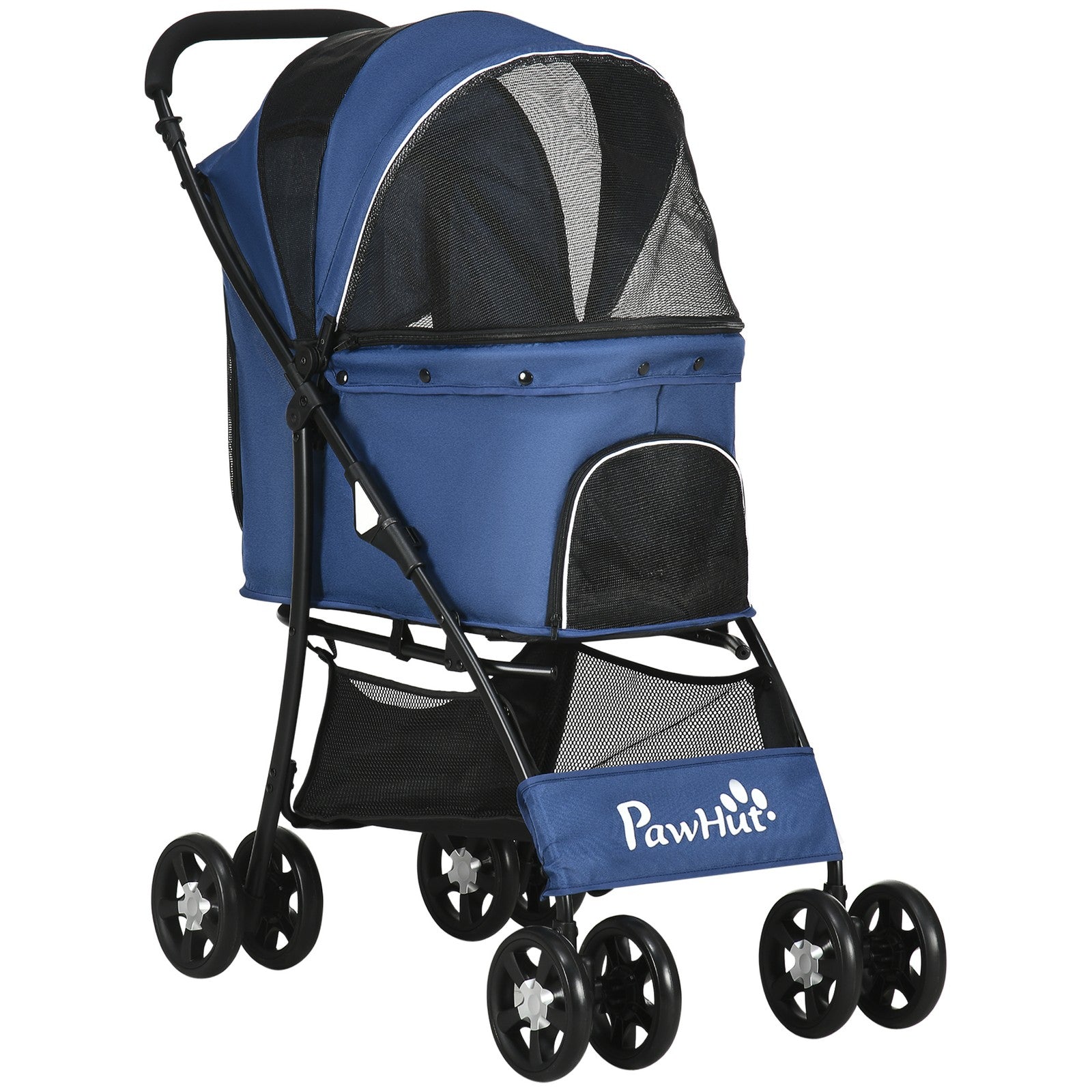 Pawhut Pet Stroller Dog Pram Pushchair Cat Travel Carriage Universal Wheels Blue