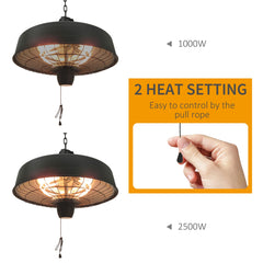 Garden Electric Heater Patio Ceiling Hanging Halogen Infrared Light 1KW / 2.5KW
