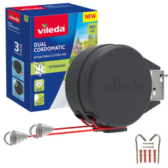 Vileda Dual Cordomatic Retractable Washing line 30m | 2 x 15m clothes line