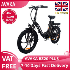 Foldable Adult E-bike 500W Men's E-Mountain ebike 870WH Battery,20 Inch Fat Tire women's Electric Bike AVAKA BZ20 PLUS