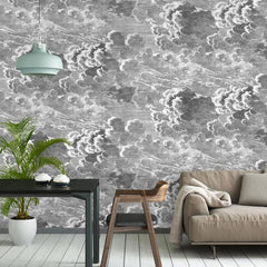 Cloud Wallpaper nordic wallpaper black and white clouds in scandinavian style Pearlic effect Fashion Nuvolette Wall Paper