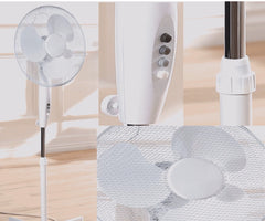 White Floor Standing Pedestal Fan 16 Inch Oscillating Cooling Electric 3 Speed