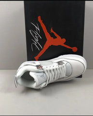 Nike Air Jordan 4 Retro White & Silver UK Size 7.5 Classic Basketball Shoes with Iconic Jumpman Logo