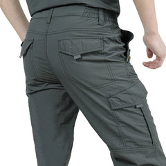 Men Waterproof Work Cargo Long Pants with Pockets Loose Trousers Many Pockets