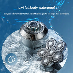 MENGLIR 6100 6-Head Rotary Shaver for Men 6-Blade LED Display IPX Washable USB Charging Household RV Bikini Body Shaving