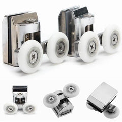 2Pcs Double Sliding Shower Glass Door Upper Rollers Wheel Runners DIY 23mm